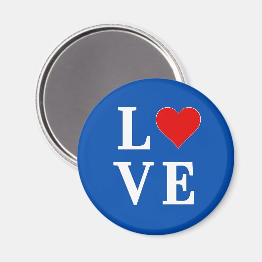 LIEBE Heart Navy Blue Magnet (Vorderseite/Rückseite)