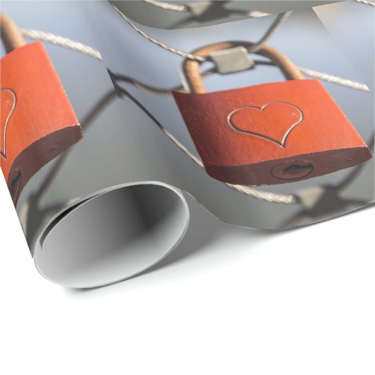 Liebe Heart Padlock Geschenkpapier (Rolleneckpunkt)