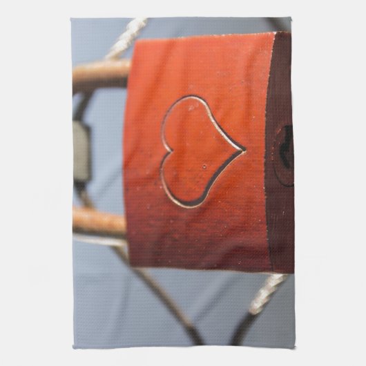 Liebe Heart Padlock Geschirrtuch (Vertikal)