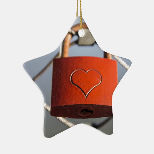 Liebe Heart Padlock Keramikornament (Rechts)