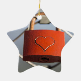 Liebe Heart Padlock Keramikornament