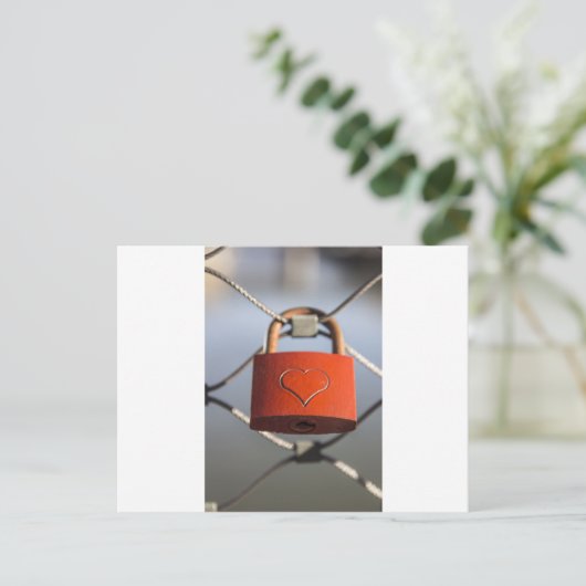 Liebe Heart Padlock Postkarte (Stehend Vorderseite)