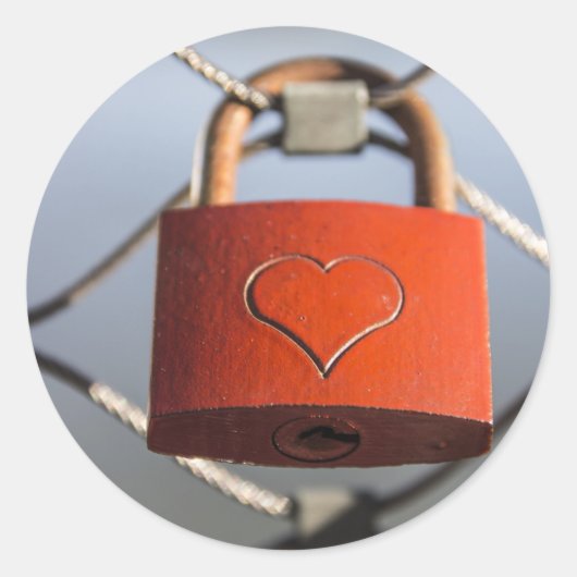 Liebe Heart Padlock Runder Aufkleber (Vorderseite)