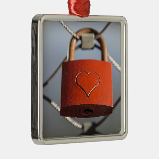Liebe Heart Padlock Silbernes Ornament (Rechts)