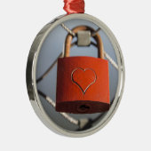 Liebe Heart Padlock Silbernes Ornament (Rechts)