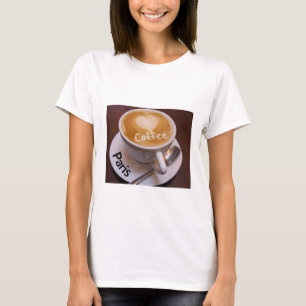 Liebe Heart Paris Cappuccino Kaffee Cup Tasse T -  T-Shirt