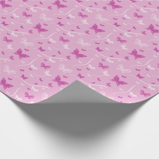 Liebe Heart Pink Butterfly Geschenkpapier (Ecke)