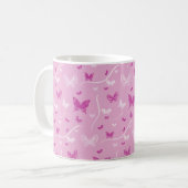 Liebe Heart Pink Butterfly Kaffeetasse (Vorderseite Links)