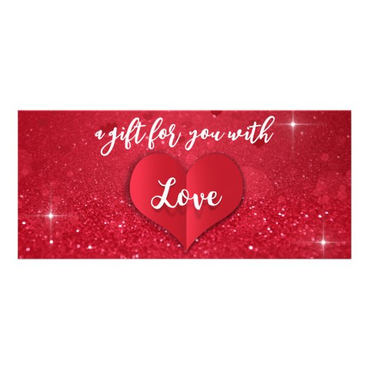 Liebe Heart Red Glitzer Valentine's Day Geschenkka Werbekarte (Vorne)