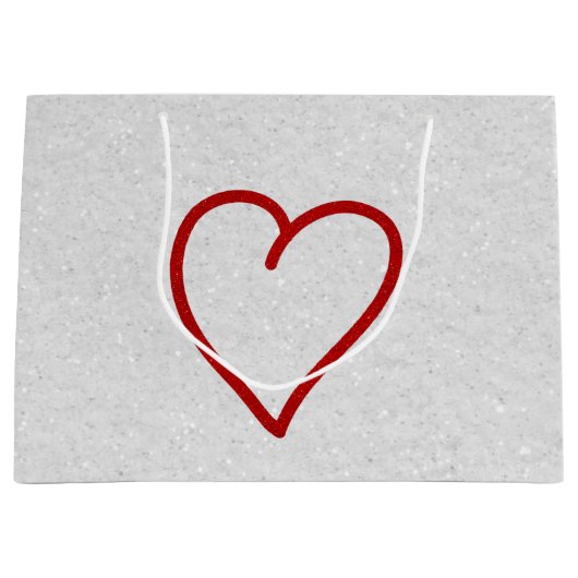 Liebe Heart Red Glitzer Valentine's Large Gift Bag Große Geschenktüte (Vorderseite)