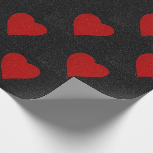 Liebe Heart Red Glitzer Valentine's Wrapping Paper Geschenkpapier (Ecke)