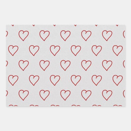 Liebe Heart Red Glitzer Valentine's Wrapping Paper Geschenkpapier Set (Vorderseite 3)