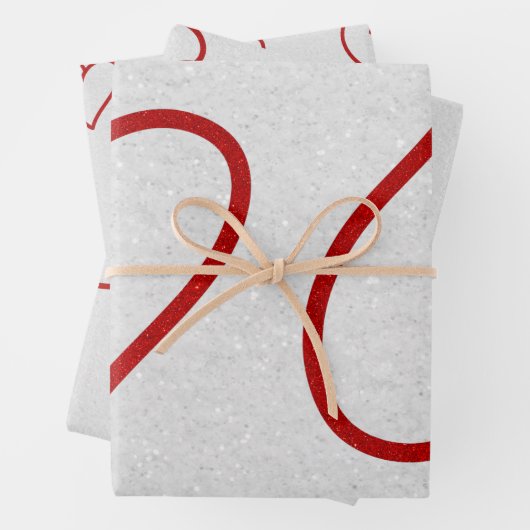 Liebe Heart Red Glitzer Valentine's Wrapping Paper Geschenkpapier Set (Beispiel)