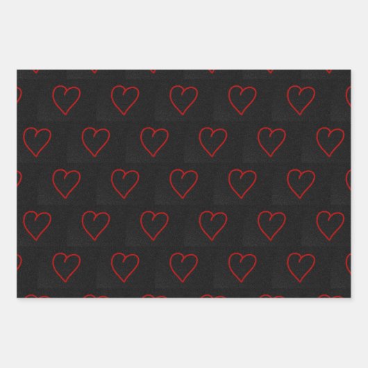 Liebe Heart Red Glitzer Valentine's Wrapping Paper Geschenkpapier Set (Vorderseite 3)