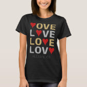 Liebe Heart Red Gold Silver Glitzer Kundenname T-Shirt (Vorderseite)