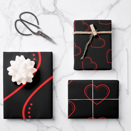 Liebe Heart Red Valentine Geschenkpapier Set (Vorderseite)
