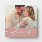 Liebe Heart Script Custom Mute Pink Wedding Foto Fotoplatte (Vorderseite)