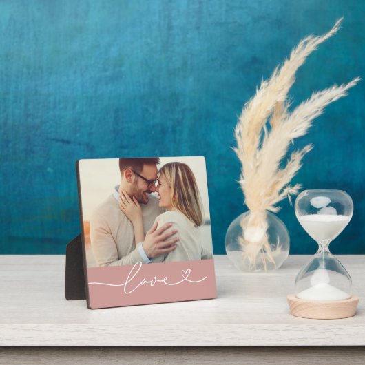 Liebe Heart Script Custom Mute Pink Wedding Foto Fotoplatte (InSitu)