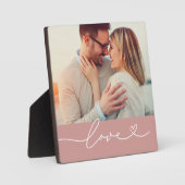 Liebe Heart Script Custom Mute Pink Wedding Foto Fotoplatte (Vorderseite)
