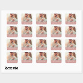 Liebe Heart Script Custom Mute Pink Wedding Foto Quadratischer Aufkleber (Blatt)