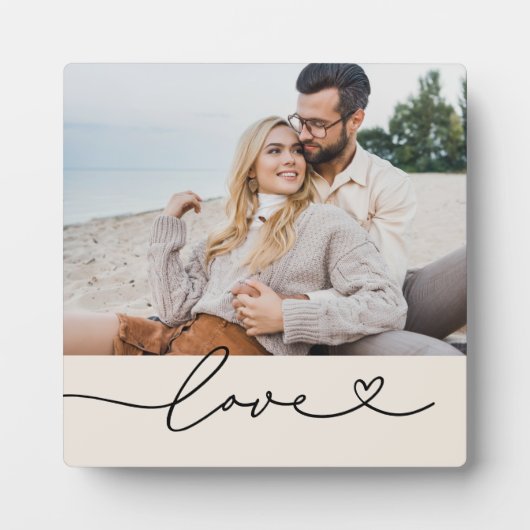 Liebe Heart Script Custom Soft White Wedding Fotoplatte (Vorderseite)