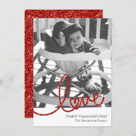 Liebe Heart Script | Modernes Foto in Rot und Weiß Feiertagskarte