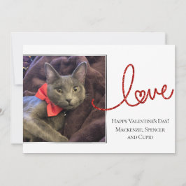 Liebe Heart Script | Modernes Foto in Rot und Weiß Feiertagskarte