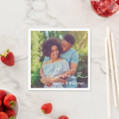 Liebe Heart Script Personalisiert Wedding Foto Serviette (Beispiel)