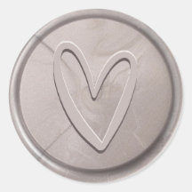 Liebe Heart Silver Gray Wax Siegel Sticker