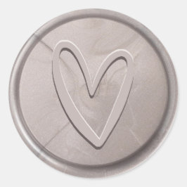 Liebe Heart Silver Gray Wax Siegel Sticker