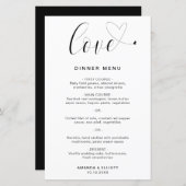 Liebe Heart Simple Modern Wedding Menu (Vorne/Hinten)