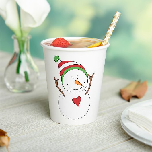 Liebe Heart Snowman Pappbecher
