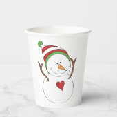 Liebe Heart Snowman Pappbecher (Vorderseite)