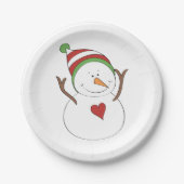 Liebe Heart Snowman Pappteller (Vorderseite)
