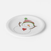 Liebe Heart Snowman Pappteller (Schrägansicht)