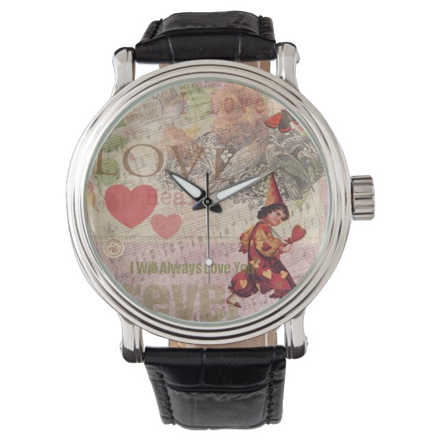Liebe Heart Sweetheart Valentine Cherub Armbanduhr (Vorderseite)