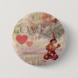 Liebe Heart Sweetheart Valentine Cherub Button