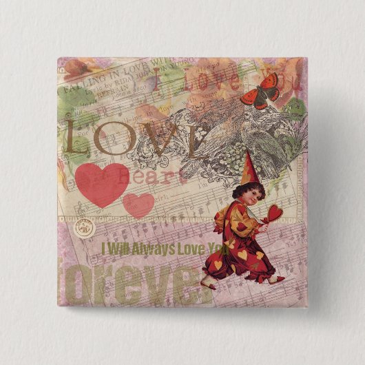 Liebe Heart Sweetheart Valentine Cherub Button (Vorderseite)