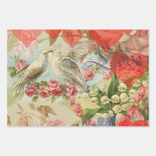 Liebe Heart Sweetheart Valentine Cherub Geschenkpapier Set (Vorderseite 2)