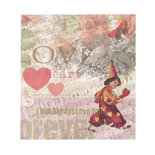 Liebe Heart Sweetheart Valentine Cherub Notizblock (Vorderseite)