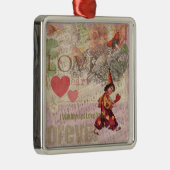 Liebe Heart Sweetheart Valentine Cherub Silbernes Ornament (Rechts)