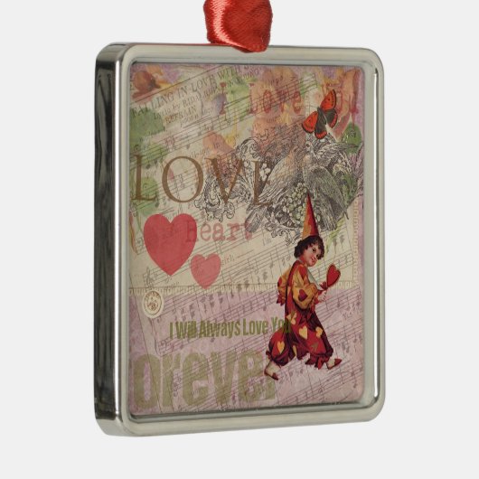 Liebe Heart Sweetheart Valentine Cherub Silbernes Ornament (Rechts)