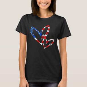 Liebe Heart US-amerikanische Flagge Happy 4. Juli T-Shirt