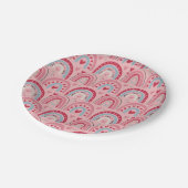 Liebe Heart Valentinstag Rainbow Round Pappteller (Schrägansicht)