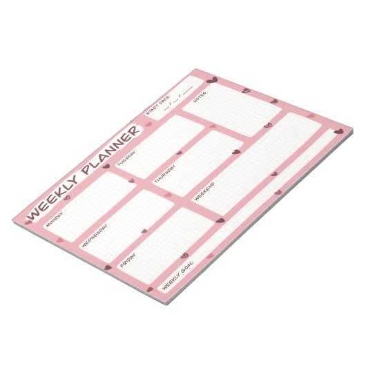 Liebe Heart Weekly Planner Notizblock (angewinkelt)