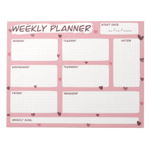 Liebe Heart Weekly Planner Notizblock