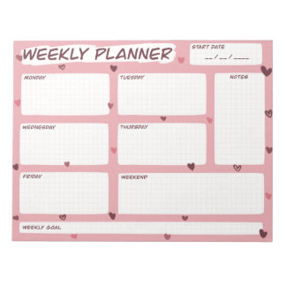 Liebe Heart Weekly Planner Notizblock
