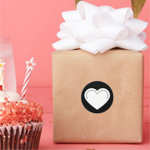 Liebe Heart White Valentine Classic Round Sticker