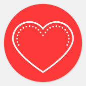 Liebe Heart White Valentine Classic Round Sticker (Vorderseite)