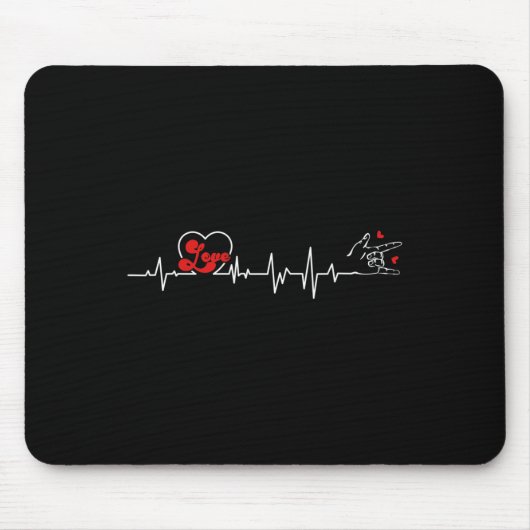 Liebe Heartbeat Hand Gebärdensprache Hörverlust Aw Mousepad (Vorne)